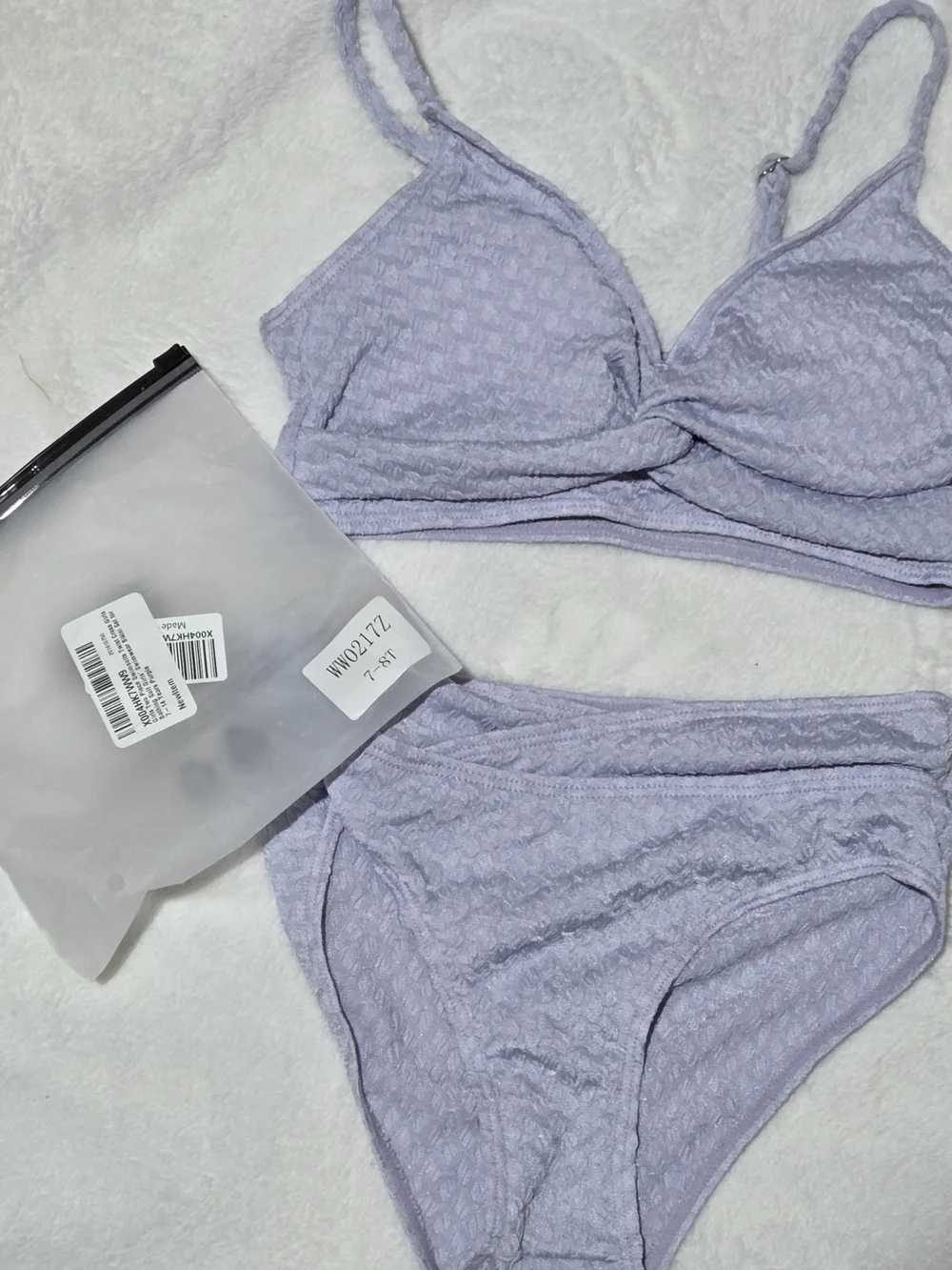 Light Purple Textured Bralette and Bikini Brief Set Girls Size 7/8